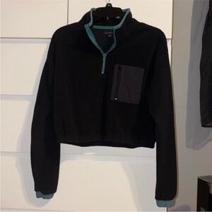 La Hearts Black and Teal Quarter-Zip Pullover